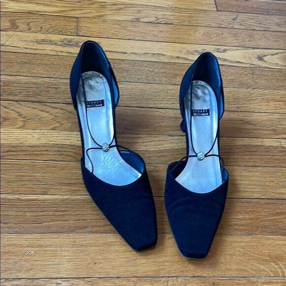 Vintage 2” Stuart Weitzman Black Heels with d'Orsay Style - Picture 1 of 8